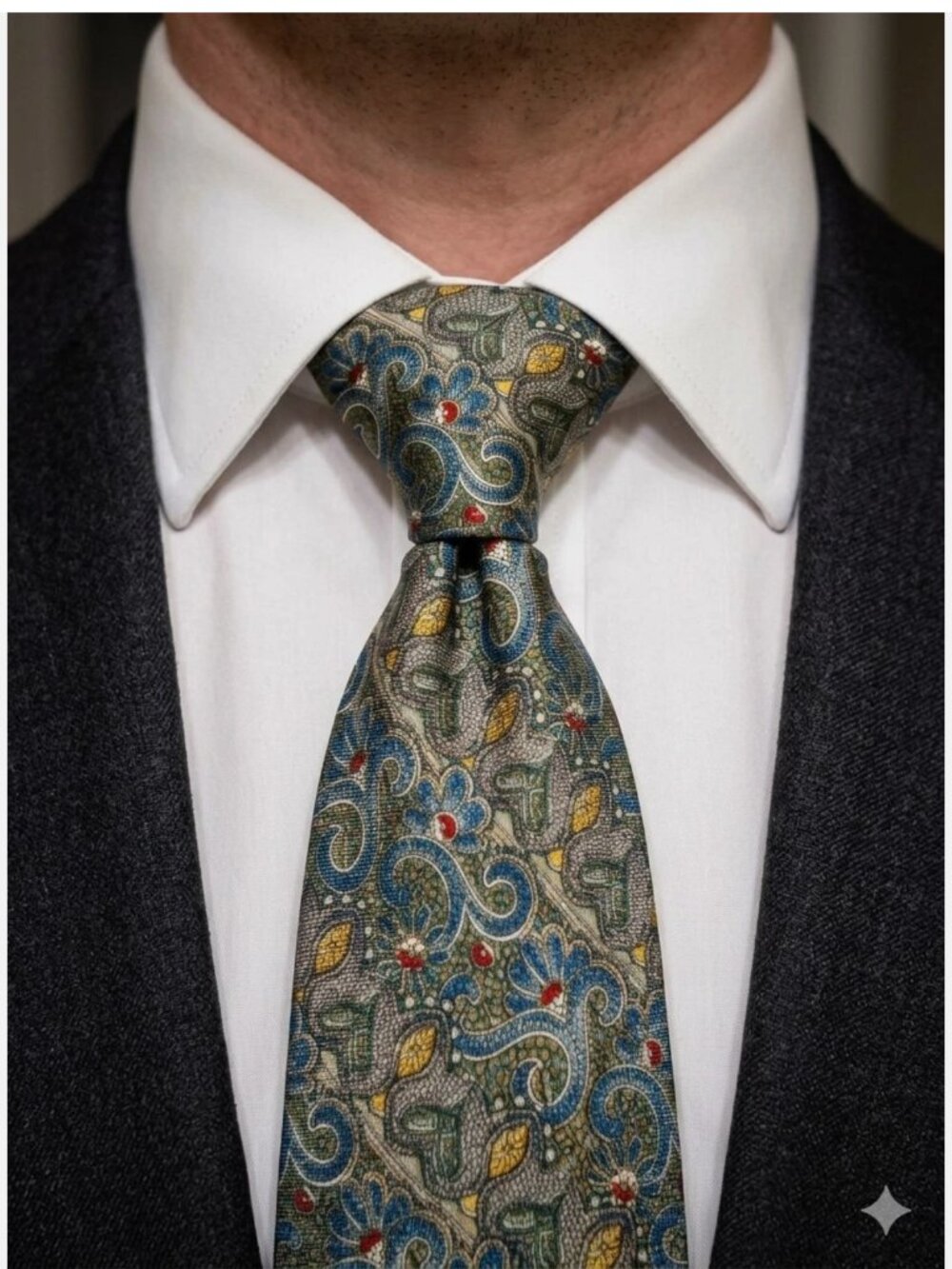 FLORENTINE! ETIENNE AIGNER Vtg 1980s Scroll Vine Mosaic Paisley Luxury Silk Tie